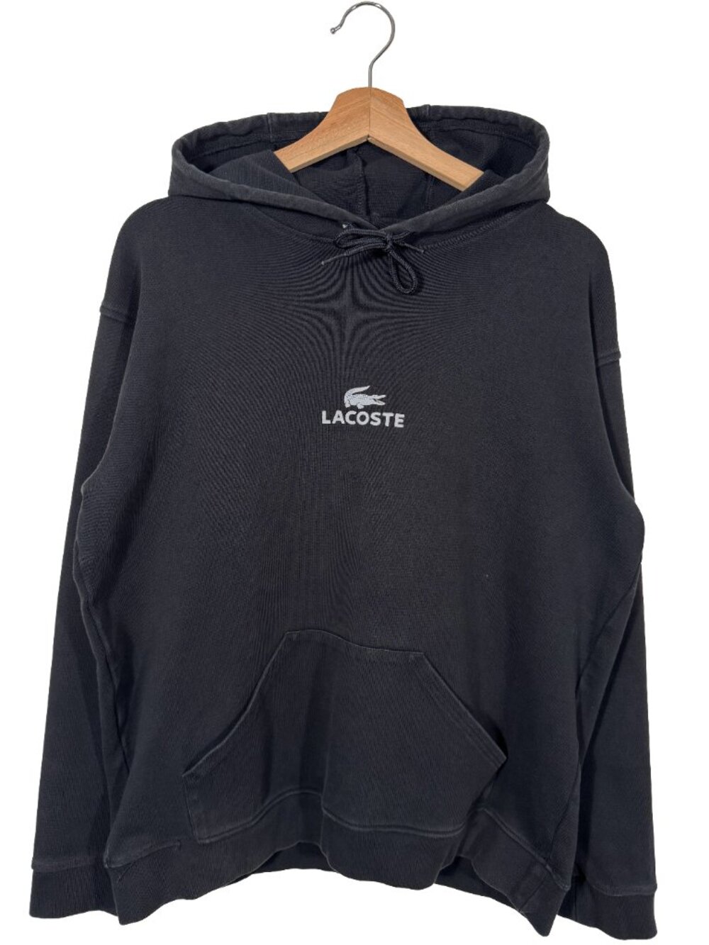 Lacoste Printed Logo Pullover Hoodie Black men's size Large